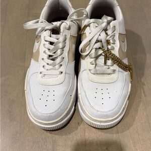 Nike White and Tan Women's Sneakers